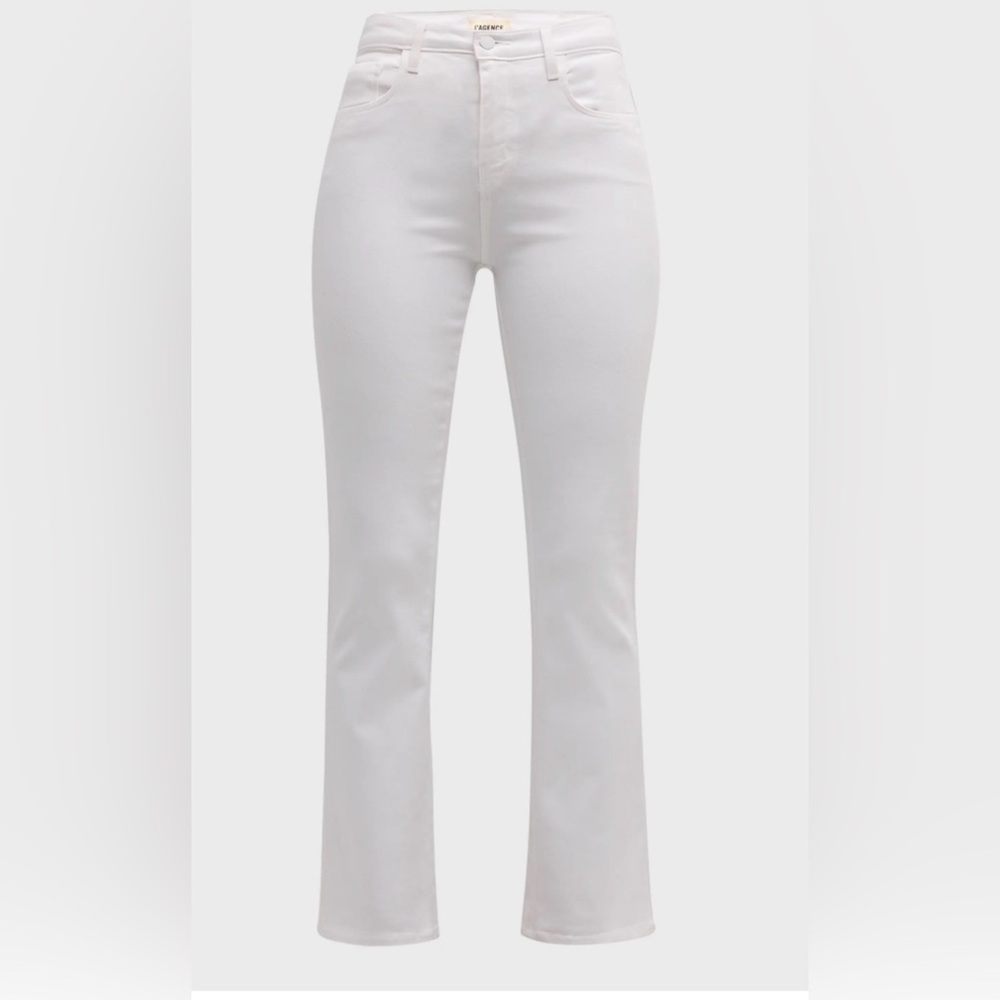 L'AGENCE White Tati High-Rise Cropped Micro Bootcut Jeans (coated)